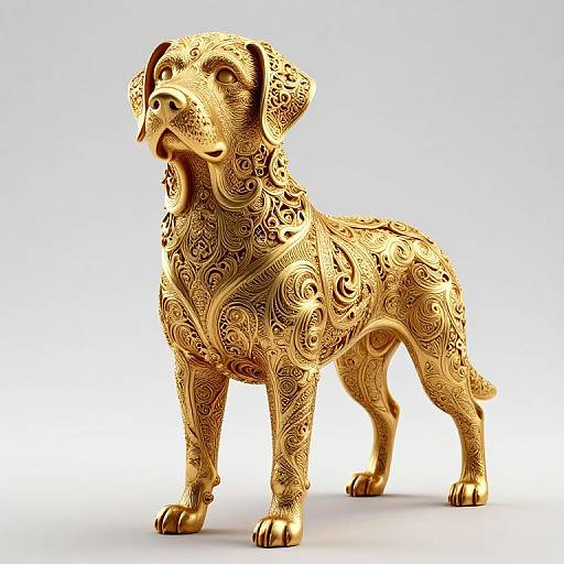 Ornate Golden Labrador Filigree Statue