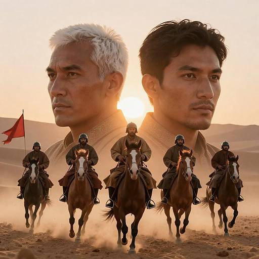 Desert Warriors Charging with Overlapping Faces