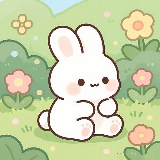 Charming Cartoon Baby White Rabbit