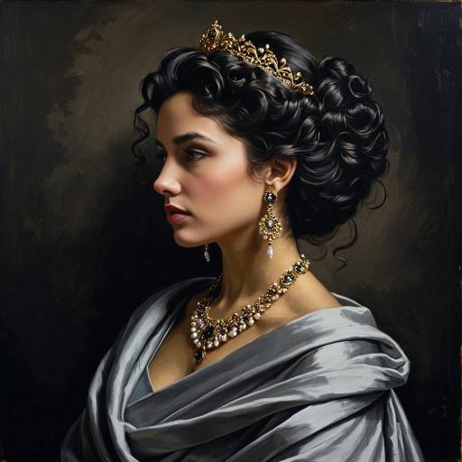 Portrait of Elegant Woman with Golden Tiara