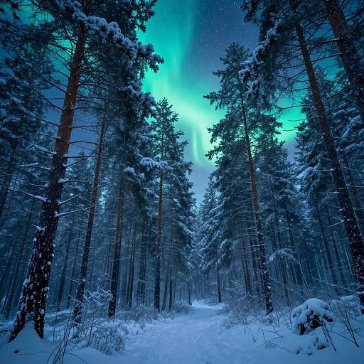 Mystical Northern Lights Forest Scene