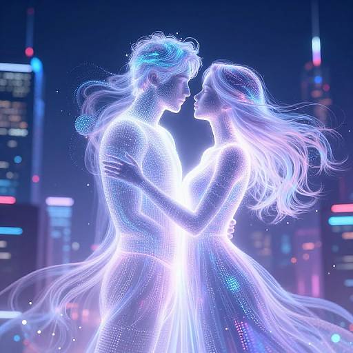 Ethereal Couple in Neon City