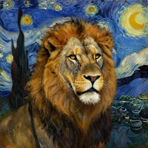 Van Gogh-Style Lion With Goonies Monster