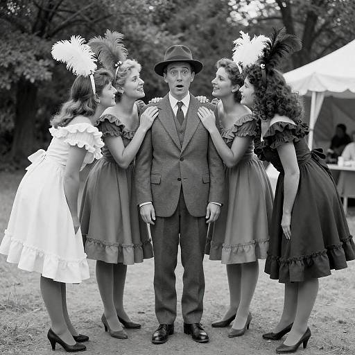 Vintage Black-and-White Fashion Scene