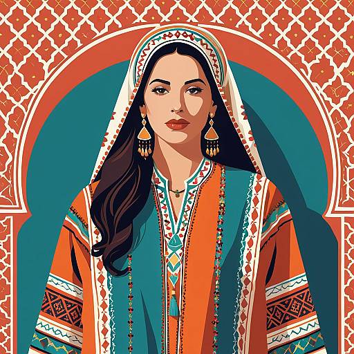 Flat Vector Woman in Moroccan Clothes
