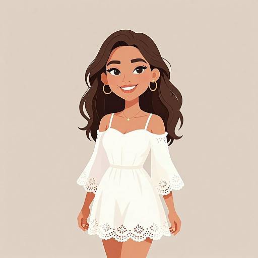 Bohemian Woman in White Dress