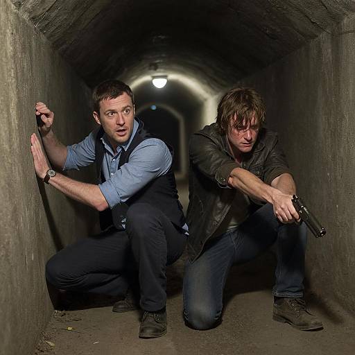 Tense Encounter in a Dark Tunnel