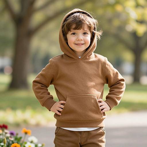 Confident Child in Brown Hoodie