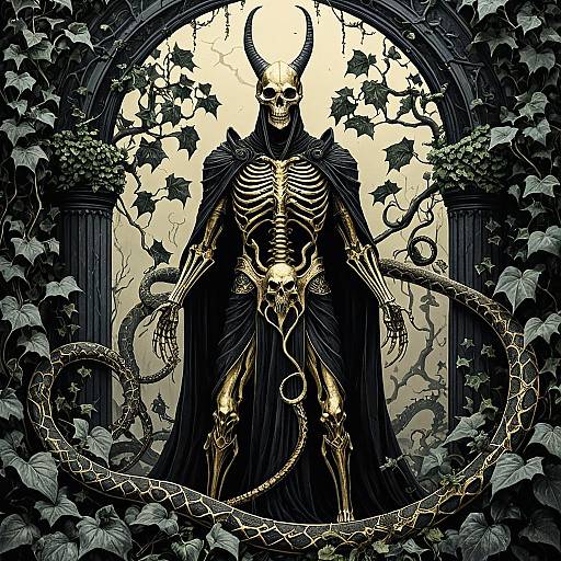 Surreal Abyssal Figure Surrounded by Serpents