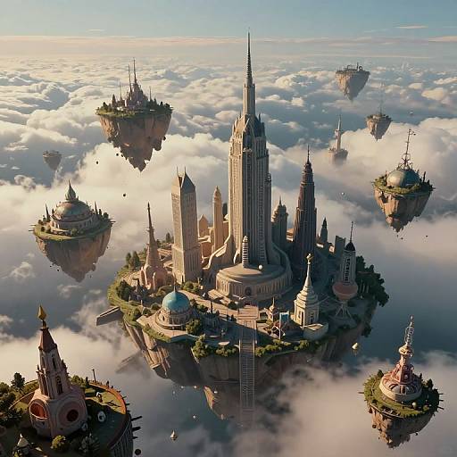 Surreal Aerial Dreamscape with Floating Islands