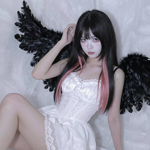 Portrait of Gothic Feathered Elegance