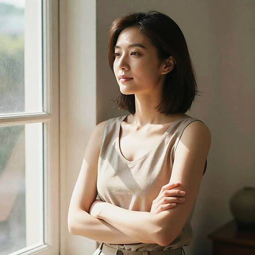 Confident Woman by Sunlit Window