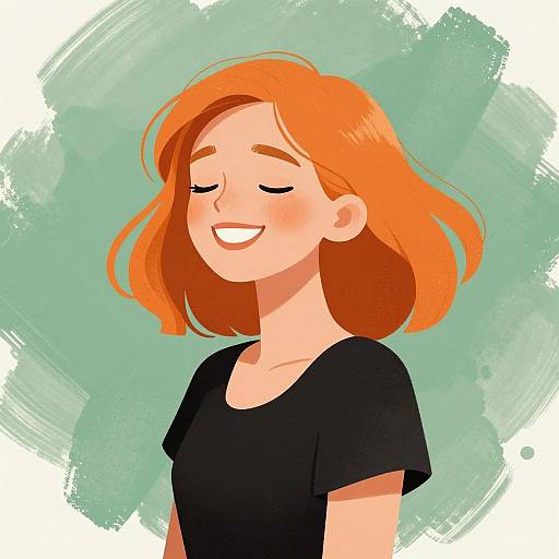 Joyful Woman with Orange Hair Illustration