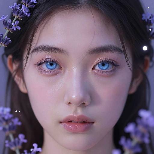Surreal Lavender-Eyed Whimsical Portrait