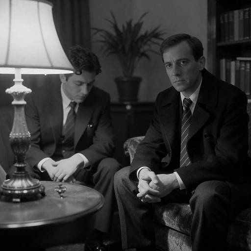 Moody Black and White Portrait of Two Men