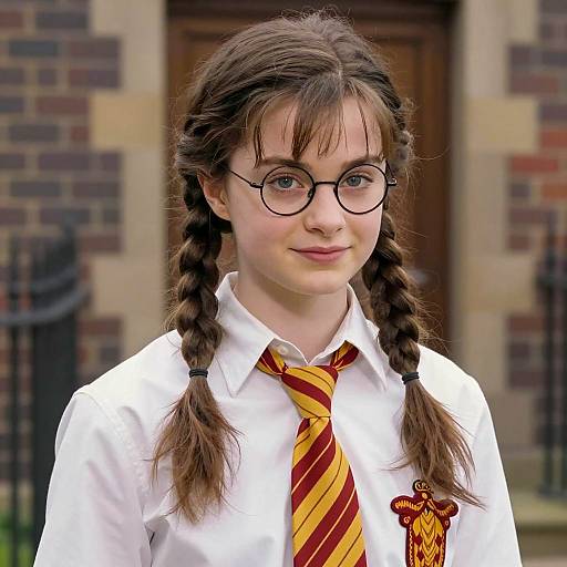 Brunette in Casual School Uniform Style