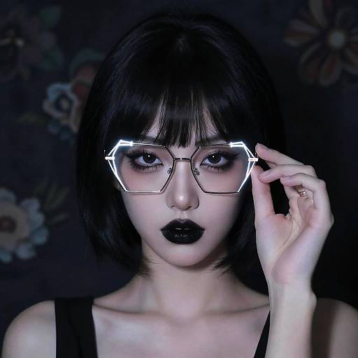 Goth Girl with Geometric Glasses