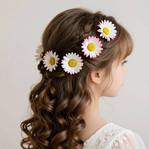 Flower Girl Hairstyle with Daisies
