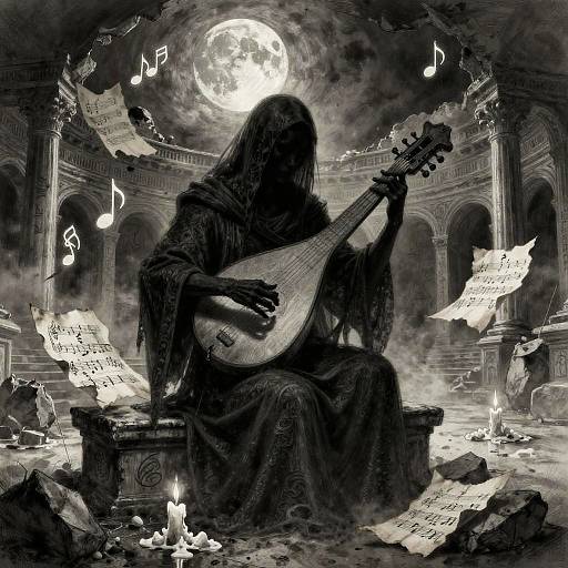 Shadowy Revenant Bard Fantasy Illustration