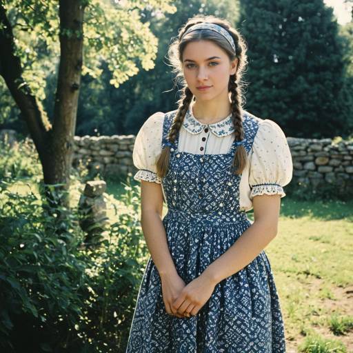 Young Woman in Vintage Dress Outdoors