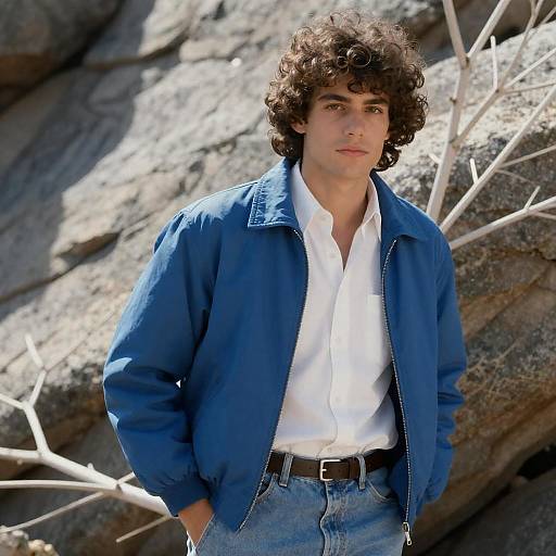 Young Man in Retro 80s Style