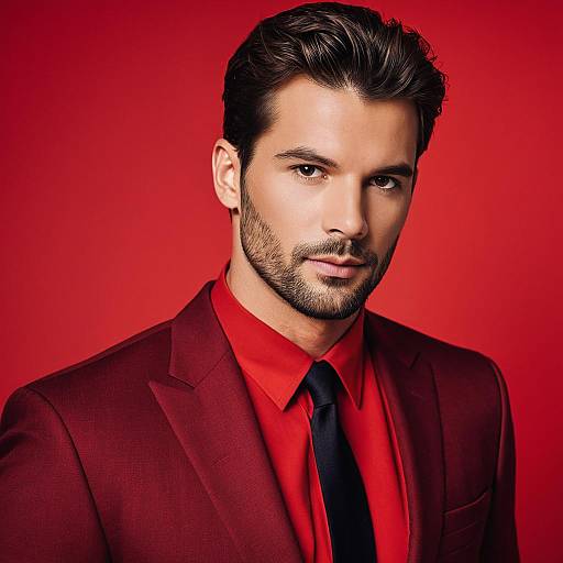 Handsome man in red suit