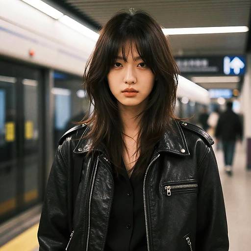 Layered Bangs Neon Subway Fashion Editorial