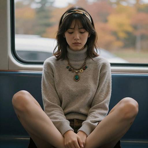 NSFW Photoreal Autumn Woman on Train