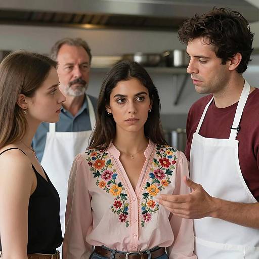 Dynamic Kitchen Gathering with Intense Expressions