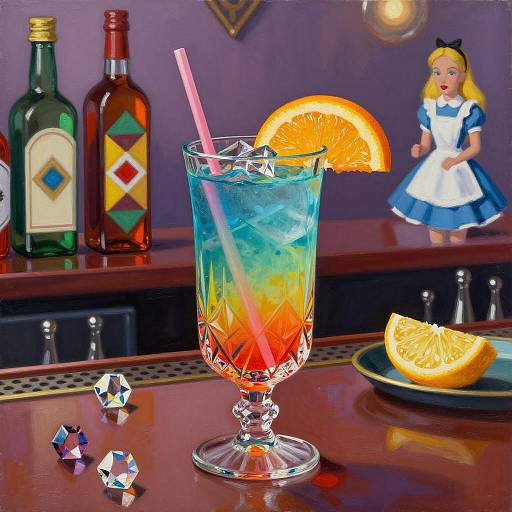 Colorful Cocktail on Bar with Whimsical Decor
