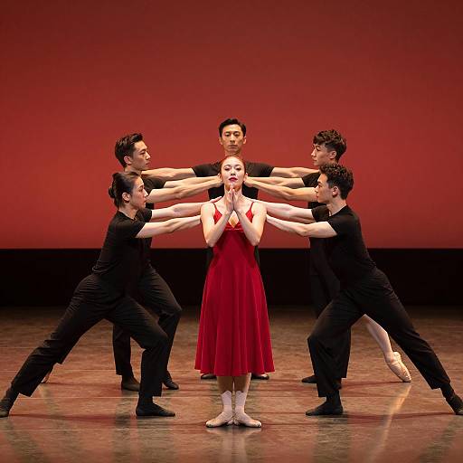Dynamic Dance Performance in Red and Black