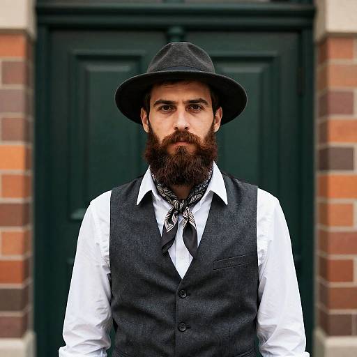 Stylish Bearded Man by Green Door