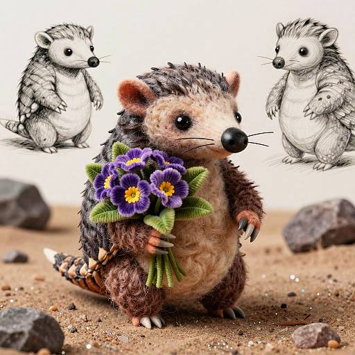 Tim Burton Style Cartoon Armadillo