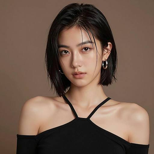 Portrait of Asian Woman with Wet Hairstyle