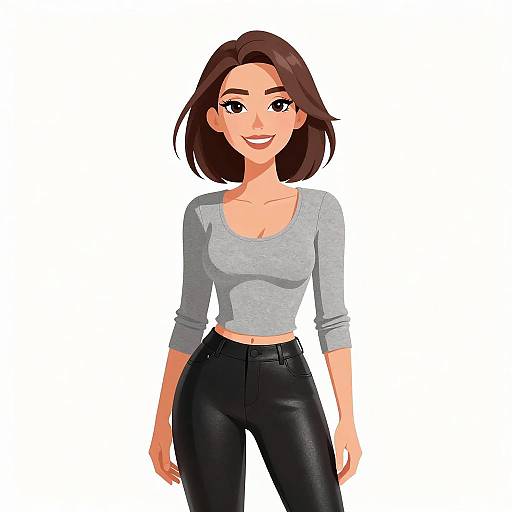 Smiling Woman in Casual Chic Outfit