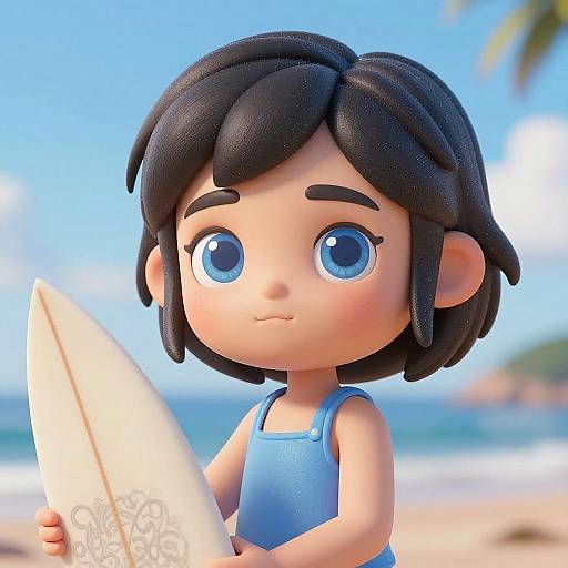 Dreamlike Surfer Girl in 3D Render