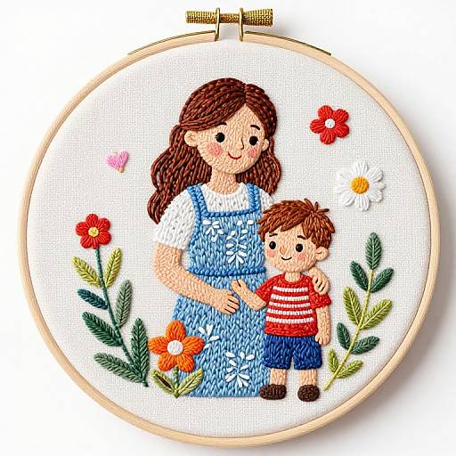 Mother and Sons Embroidery Sampler