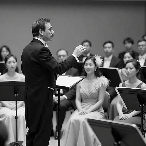 Elegant Orchestra Performance in Black and White