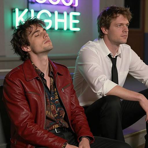 Nighttime Scene: Two Men Outdoors