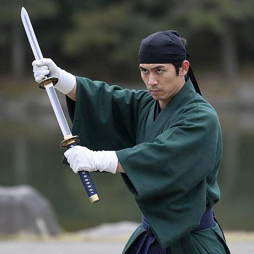 East Asian Warrior in Defensive Stance