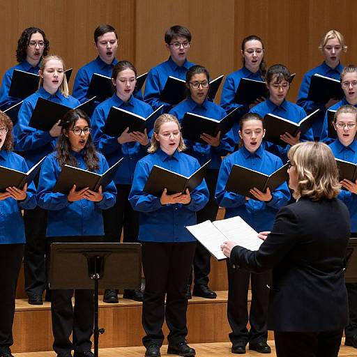 Concert Choir Rehearsal in Blue Uniforms
