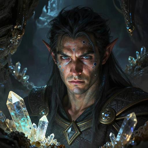 Male Half-Elf Druid in Glowing Cavern