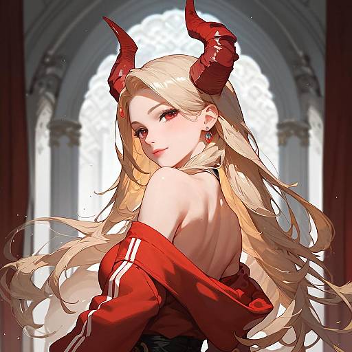 Blonde Demon in a Palace Setting