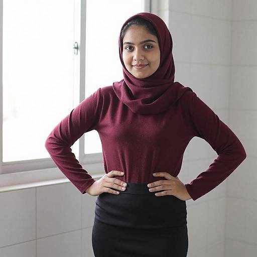 Young Woman in Maroon Hijab