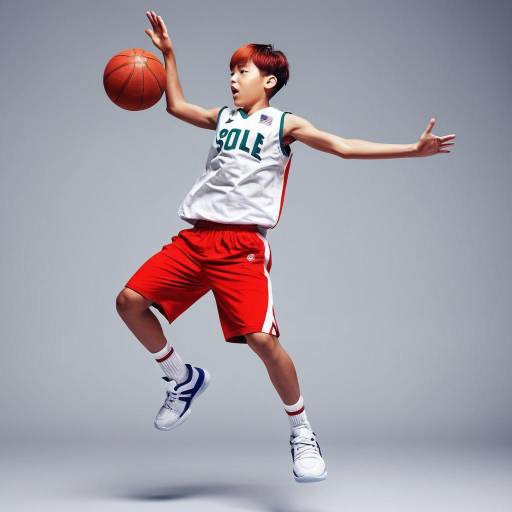Dynamic Basketball Jumping Boy in Red