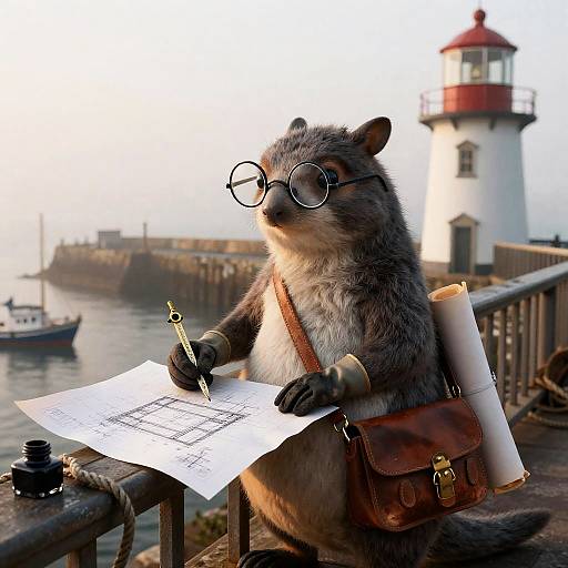 Platypus Architect on Foggy Lighthouse Balcony