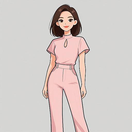 Chic Woman in Soft Pink Jumpsuit