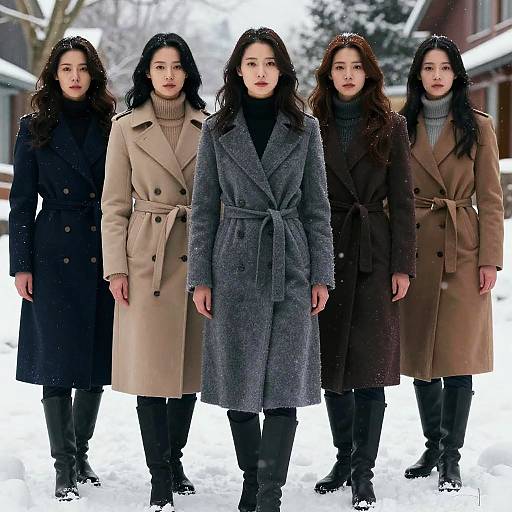Photorealistic Women Standing in Snow