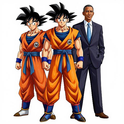 Elegant Chimera Portrait of Goku and Obama