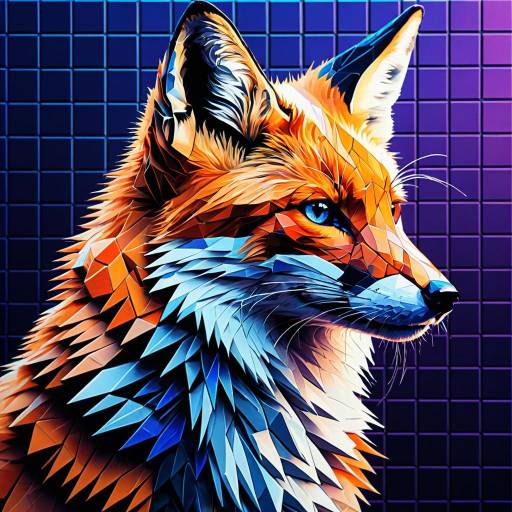 Cybernetic Fox Digital Mosaic Artwork